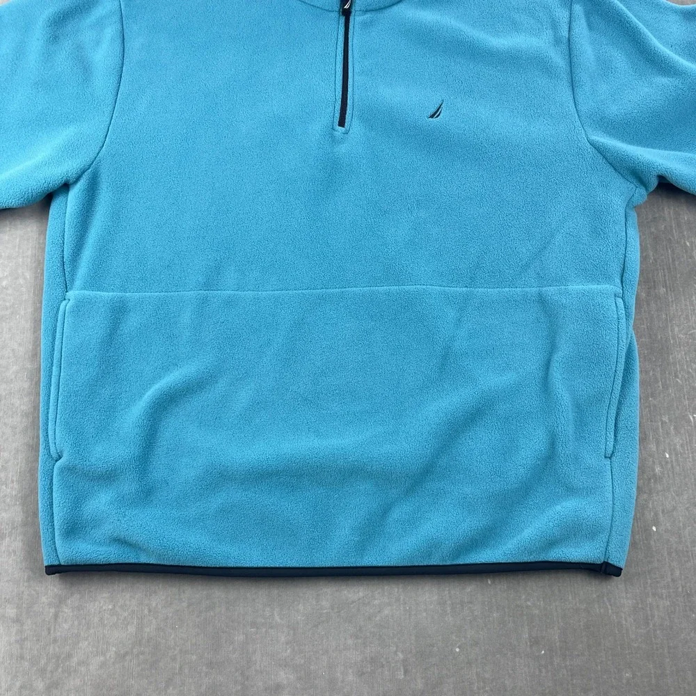 Nautica Mens XL‎ Turquoise Blue Fleece Quarter-Zip Pullover